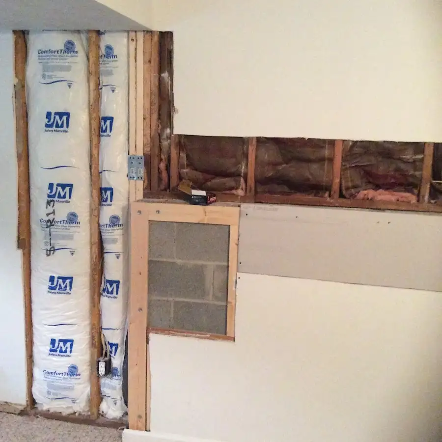 Wall insulation replacement during Basement Flood Cleanup in Kodiak